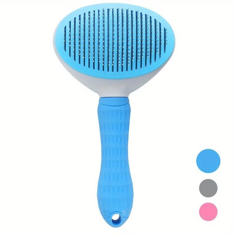 One-Click Pet Hair Remover Brush for Dogs & Cats – Self-Cleaning Grooming Comb for Easy Shedding Control