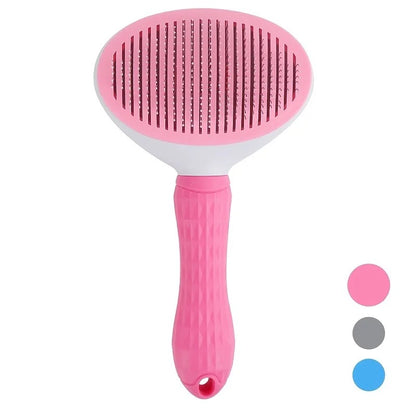 One-Click Pet Hair Remover Brush for Dogs & Cats – Self-Cleaning Grooming Comb for Easy Shedding Control